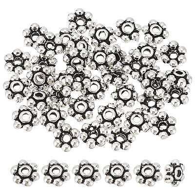 40Pcs Tibetan Style 925 Sterling Silver Spacer Beads FIND-BC0005-03AS-1