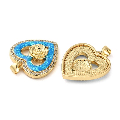 Rack Plating Brass Micro Pave Cubic Zirconia Pendants KK-P268-11A-G-1