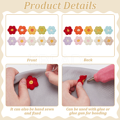 40Pcs 10 Colors Cotton Embroider Thread Sew On Patches PATC-FG0003-37-1