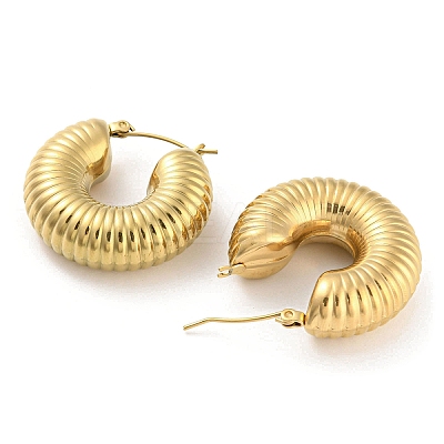 Ion Plating(IP) 304 Stainless Steel Thick Hoop Earrings for Women EJEW-E288-08G-1
