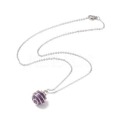 Natural Gemstone Cage Pendant Necklace with 304 Stainless Steel Cable Chains for Women NJEW-JN03905-01-1