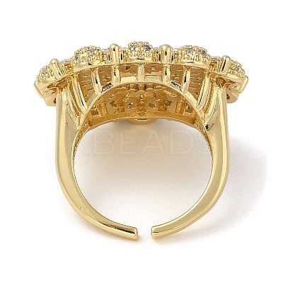 Rack Plating Brass Micro Pave Cubic Zirconia Cuff Finger Rings for Women RJEW-C114-21A-G-1