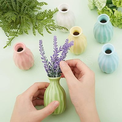 6Pcs 6 Colors Mini Ceramic Floral Vases for Home Decor BOTT-NB0001-04-1