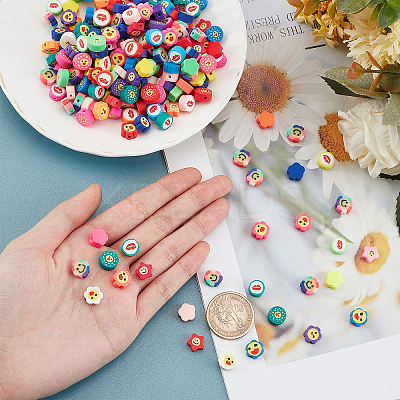 6 Strands 6 Style Handmade Polymer Clay Beads Strands CLAY-AR0001-22-1