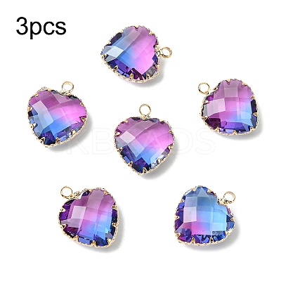 3Pcs K9 Glass Pendants GLAA-YW0004-39D-1