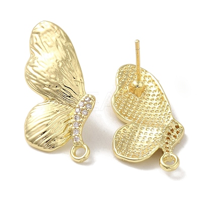 Brass Micro Pave Cubic Zirconia Studs Earring Findings KK-K371-16G-1