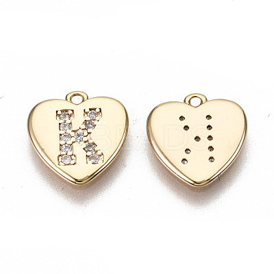 Brass Micro Pave Clear Cubic Zirconia Charms KK-N231-234K-NF-1
