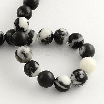 Round Natural Zebra Jasper Beads Strands G-R253-10mm-1