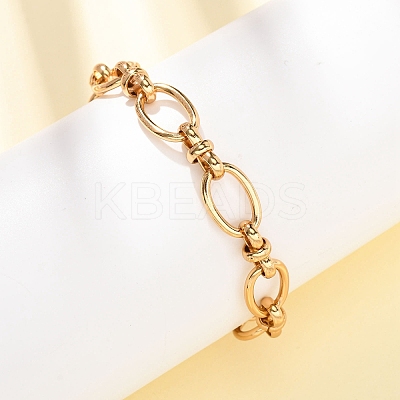 304 Stainless Steel Oval Link Chains Bracelets for Women X-BJEW-G780-05G-1