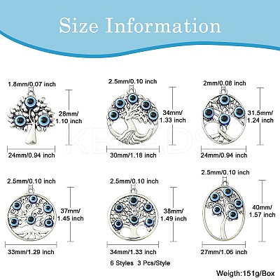 18Pcs 6 Styles Tibetan Style  Alloy Pendants FIND-CJ0002-10-1