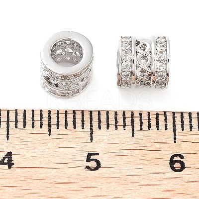 Brass Micro Pave Clear Cubic Zirconia Beads KK-U028-21P-1