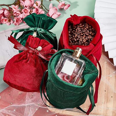 Velvet Jewelry Bags with Drawstring & Plastic Imitation Pearl TP-NB0001-20A-1