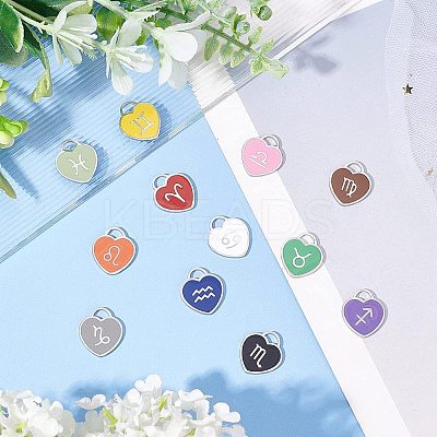 12Pcs 12 Style 304 Stainless Steel Enamel Pendants STAS-NB0001-30-1