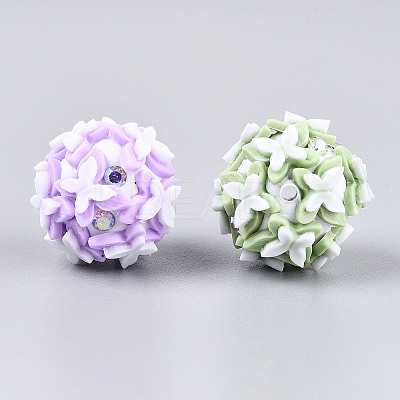 Handmade Polymer Clay Rhinestone and Resin Beads CLAY-T022-01M-1