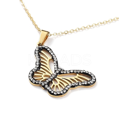 Butterfly Rhinestone Pendant Necklaces NJEW-F318-06G-1
