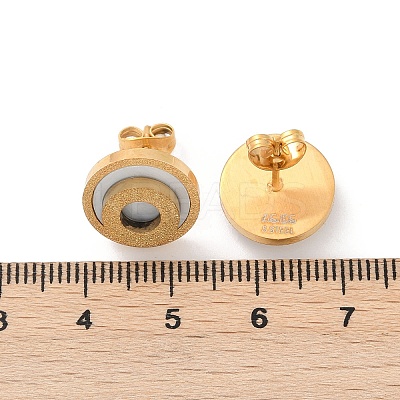 304 Stainless Steel Plastic Imitation Shell Stud Earrings EJEW-Z089-20G-1