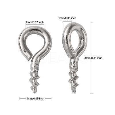 Non-Tarnish 304 Stainless Steel Screw Eye Pin Peg Bails X-STAS-K171-52P-8x4mm-1