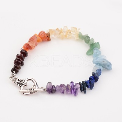 Chip Natural Gemstone Beads Bracelets X-BJEW-JB02323-1