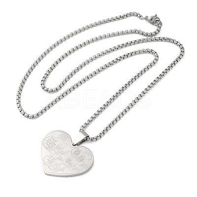 201 Stainless Steel Box Chain Arabic Heart Pendant Necklaces for Women LS-NJEW-M008-02P-1