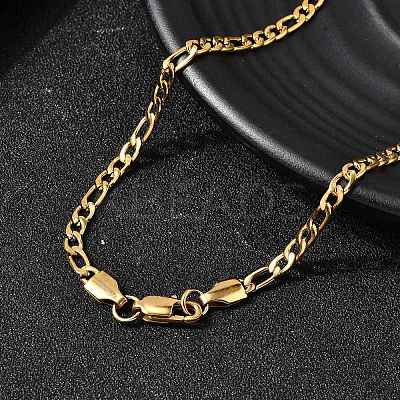 3.8MM 304 Stainless Steel Figaro Chain Necklaces for Women NJEW-B134-02B-G-1
