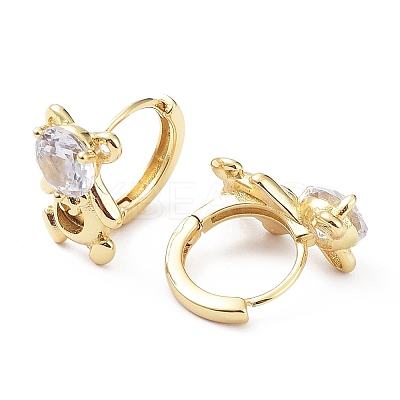 Clear Cubic Zirconia Bear Hoop Earrings EJEW-B027-02G-1