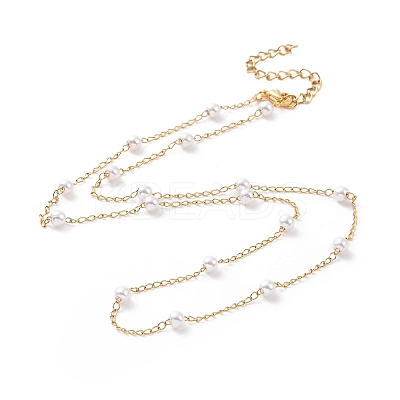 PVD Vacuum Plating 304 Stainless Steel Beaded Necklaces NJEW-E064-06G-1