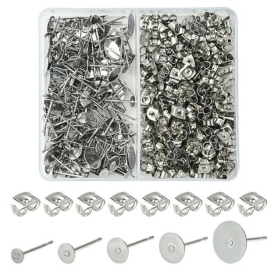 200Pcs 5 Sizes 304 Stainless Steel Stud Earring Findings STAS-YW0001-74P-1