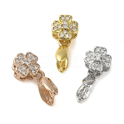 Rack Plating Brass Micro Pave Clear Cubic Zirconia Ice Pick Pinch Bails KK-K340-11-1