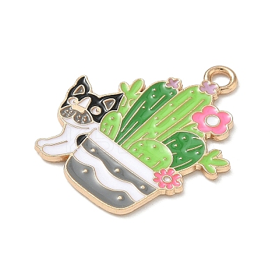 Small Potted Plant with Dog Alloy Enamel Pendants ENAM-I083-01KCG-06-1