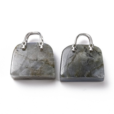 Natural Labradorite Brass Pendants KK-E274-01P-09-1