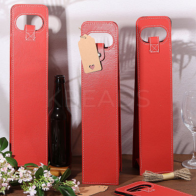 4Pcs PU Leather Single Wine Bottle Tote Carrier Bags CON-CA0001-028C-1
