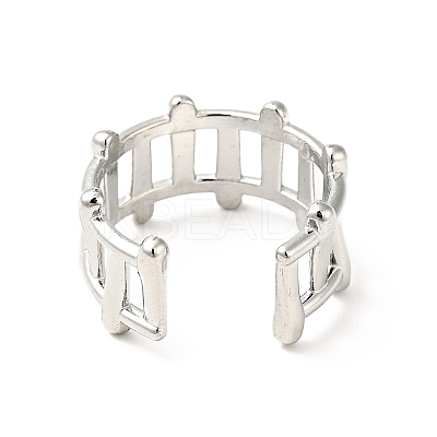 Non-Tarnish 304 Stainless Steel Fence Shape Open Cuff Ring RJEW-I085-22P-1