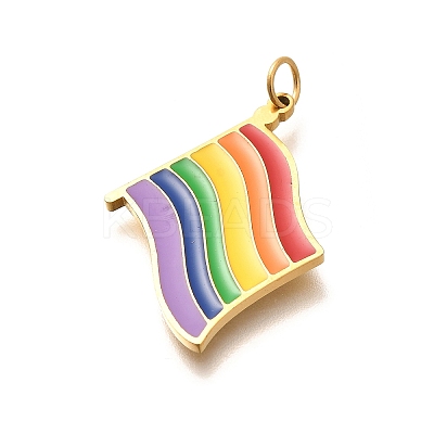 Pride 304 Stainless Steel Enamel Pendants STAS-B079-01G-09-1