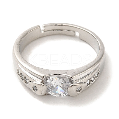 Brass Micro Pave Cubic Zirconia Rings for Women RJEW-E295-21P-1