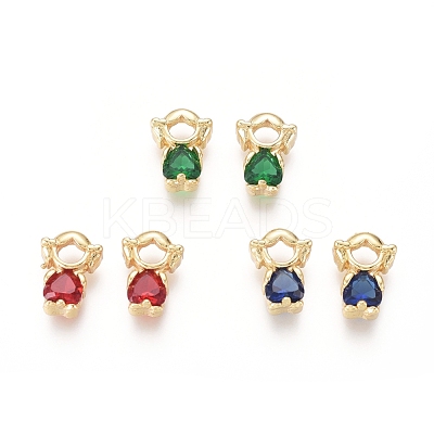 Golden Plated Brass Charms ZIRC-L087-027G-1