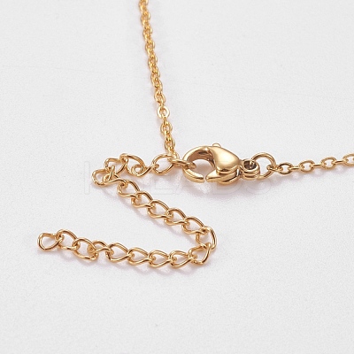 304 Stainless Steel Initial Pendant Necklaces NJEW-L155-14-1