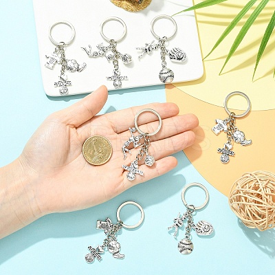9Pcs 3 Style Sports Alloy Keychains KEYC-YW00249-1