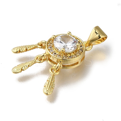 Rack Plating Brass Micro Pave Cubic Zirconia Pendants KK-G500-28G-05-1