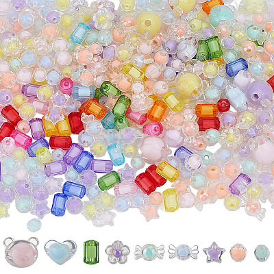 420Pcs 9 Styles Transparent Acrylic Beads TACR-PA0001-33-1