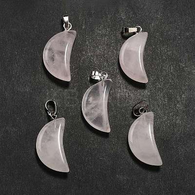 Natural Rose Quartz Pendants G-Z022-05E-1