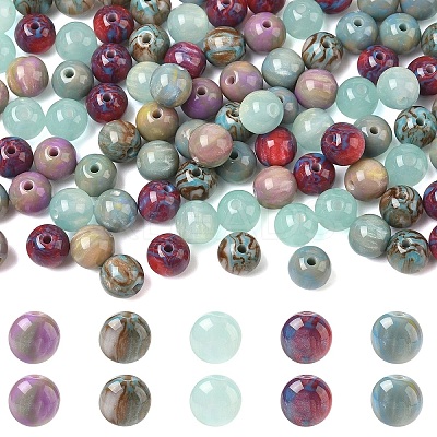 100Pcs 5 Colors Resin Beads RESI-YW0005-50-1
