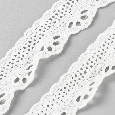 15 Yards Hollow Cotton Embroidery Flower Ribbon OCOR-WH0101-40A-1