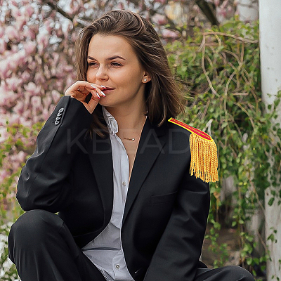 Polyester Tassel Epaulettes AJEW-WH0481-519C-02-1