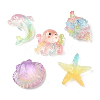 Mmarine Organism Transparent Resin Cabochons RESI-H041-03-1
