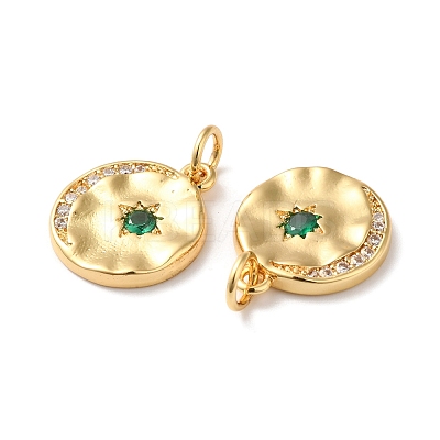 Rack Plating Brass Micro Pave Cubic Zirconia Pendants KK-D074-25G-1