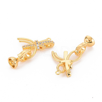 Brass Micro Pave Clear Cubic Zirconia Fold Over Clasps KK-S354-308-NF-1