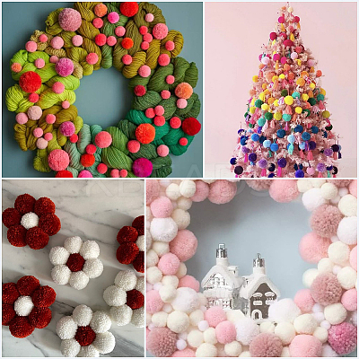 120Pcs 4 Colors Polyester Pompom Ball FIND-SC0019-66B-1