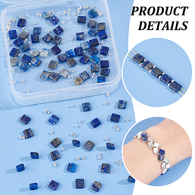 1 Strand Square Natural Lapis Lazuli Beads Strands G-NB0005-59-1