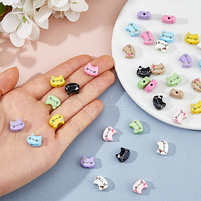36Pcs 9 Colors Spray Printed Alloy Beads FIND-FH0017-24-1