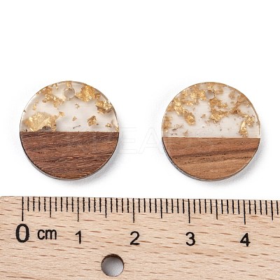 Transparent Resin & Walnut Wood Pendants X-RESI-S358-02C-B02-1